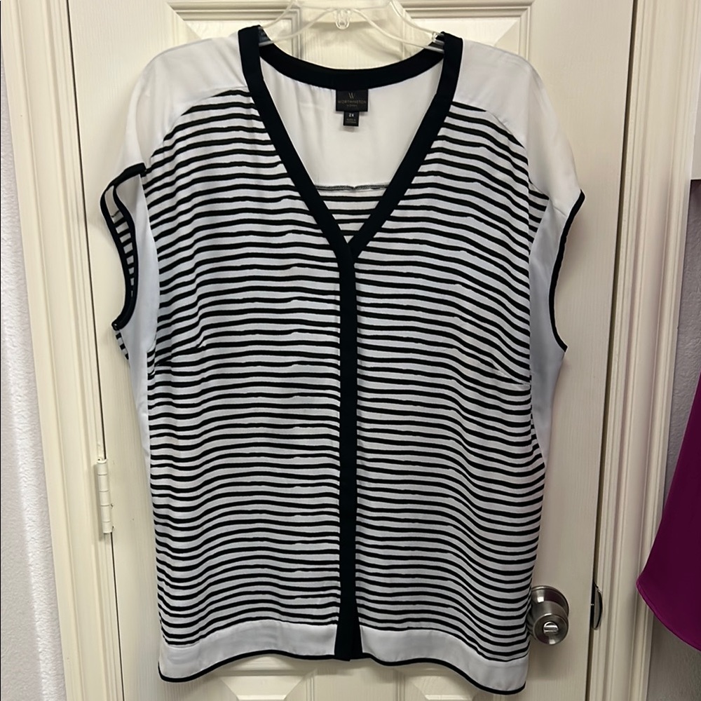 Worthington Black and White Striped Blouse